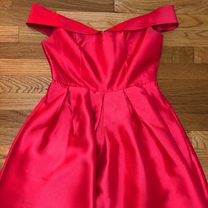 Red off the shoulder mini dress